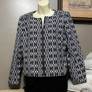 J.Crew Factory Jacquard Motorcycle Jacket Black White size medium